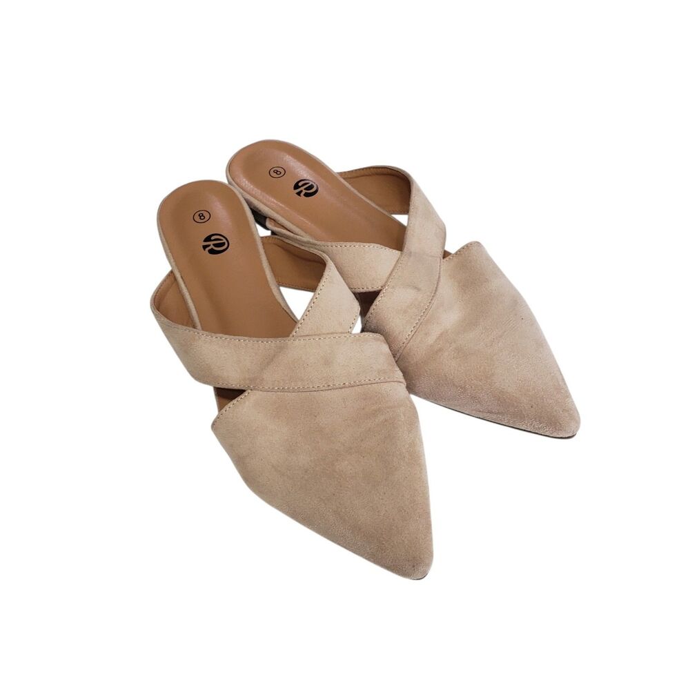 Women's Beige Pointed Toe Mules Size 8